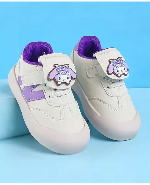 Babyoye Velcro Closure Casual Shoes with Puppy Applique - Purple