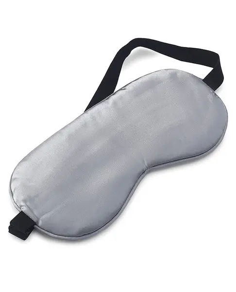 Solid Coloured Satin Eye Mask With Adjustable Strap - Grey