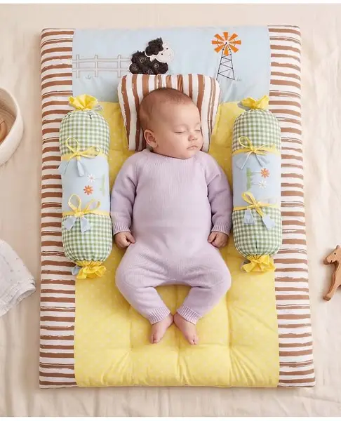 Babyhug Premium Cotton Bedding Set Farm Theme Pack of 4 - Yellow