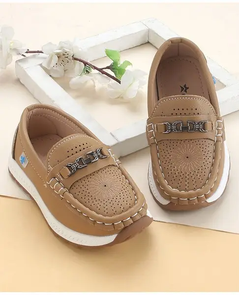 Cute Walk by Babyhug Slip On Solid Coloured Loafers - Tan
