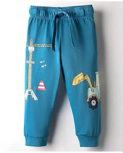 CUCUMBER Sinker Knit Full Length Vehicles Printed Lounge Pant - Teal Blue