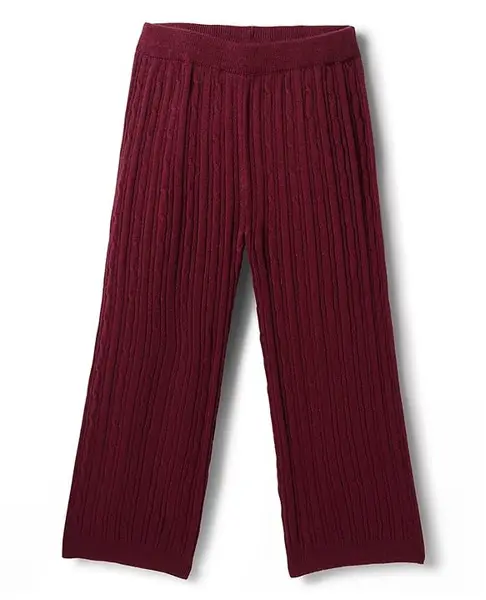 Babyhug Sweater Rib Knit Full Length Solid Woollen Pant - Brown