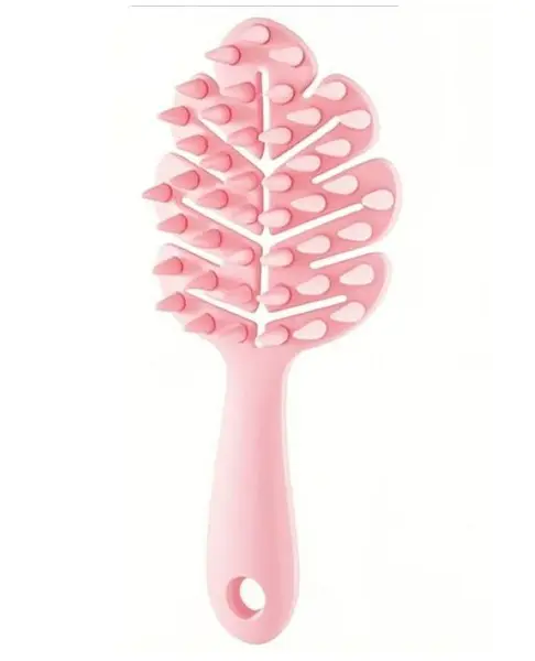 Leaf Shaped Detangling Hair Brush For Wet & Dry Hair - Blush Pink
