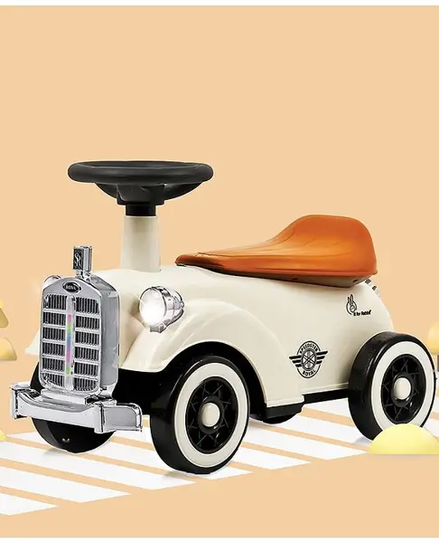 R for Rabbit Speedster Royal Ride on Car with LED Light & Horn - Cream & Brown