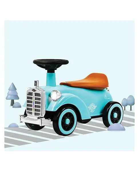 R for Rabbit Speedster Royal Ride on Car with LED Light & Horn - Blue & Brown