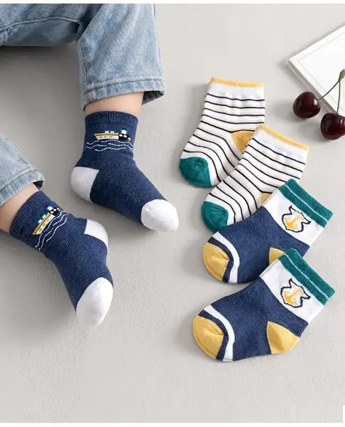 Cute Walk by Babyhug Ankle Length Antibacterial Socks With Stripes Pack Of 3 - Navy Blue & White