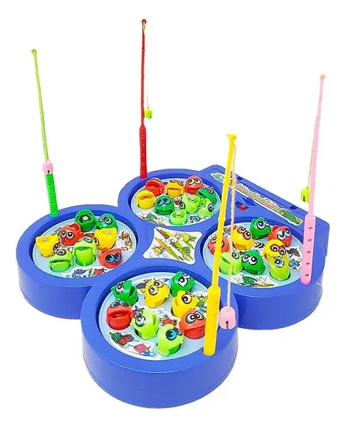 NEGOCIO 32 Pieces Magnetic Fish Catching Game with Music 4 Rotating Fish Ponds & 4 Magnetic Sticks (Color May Vary)