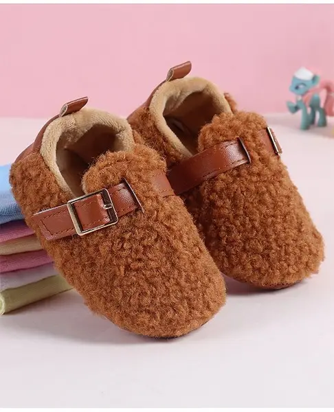 Babyoye Buckle Closure Solid Booties - Brown