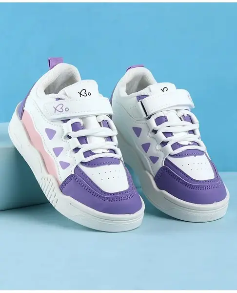 Babyoye Solid Casual Shoes With Velcro Closure - Purple