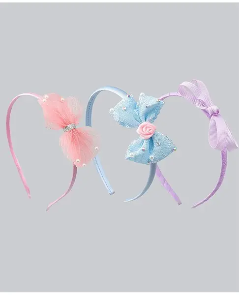 Babyhug Hair Bands With Bow Applique Pack of 3 - Multicolor