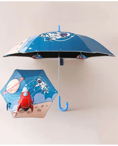 Pine Kids Free Size Space Theme Printed Umbrella - Blue