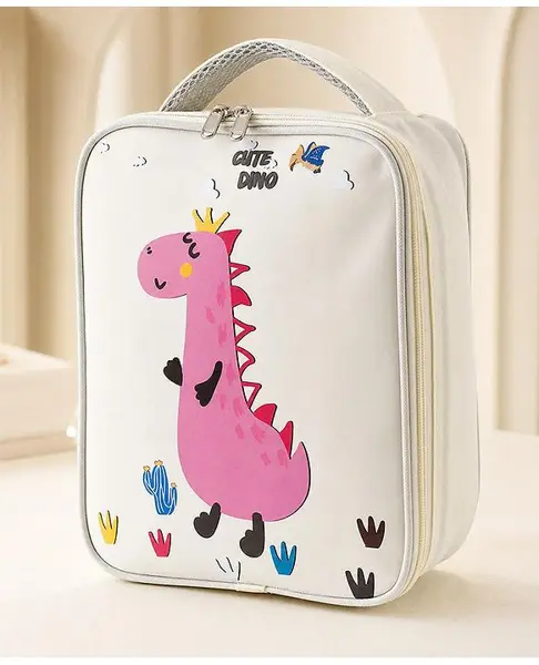 Babyhug Dino Water Resistant Lunch Bag -  Beige
