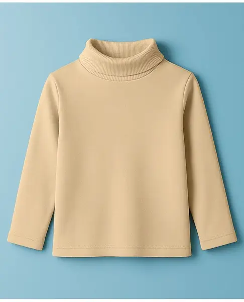 Zero Knit Full Sleeves Solid Color Winter T-Shirt - Cream