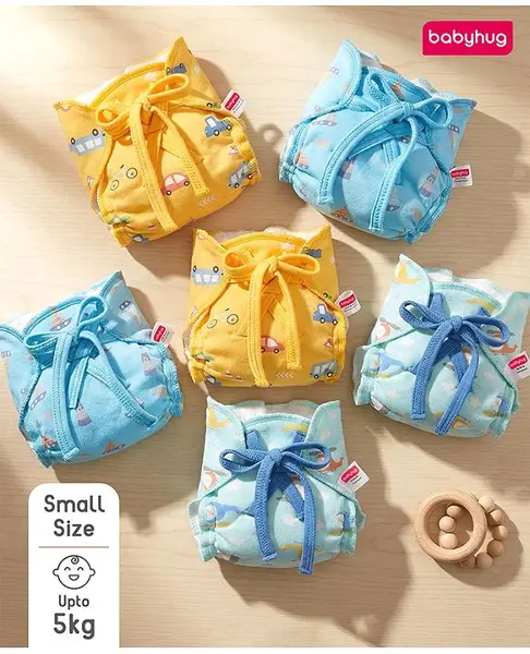 Babyhug Cloth Langot Pack of 6 Small Size Helicopter  Boat and Car Print - Multicolour