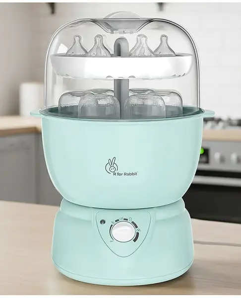 R for Rabbit Hygo Smart 5 in 1 Bottle Sterilizer for Baby Auto Shut-Off Easy Operation Compact & Lightweight Kills Germs Baby Bottle sterilizer (Sea Green)