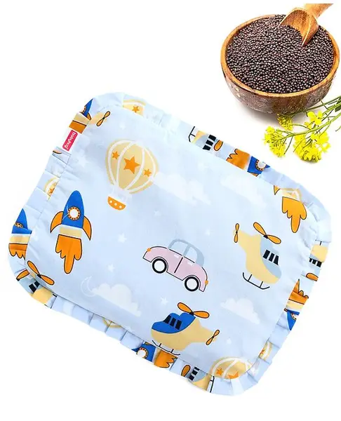 Babyhug Head Shaping Mustard Seed Pillow Transport Print - Blue