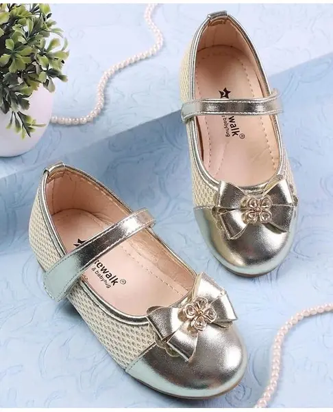 Cute Walk by Babyhug Ballerina With Bow Applique - Golden