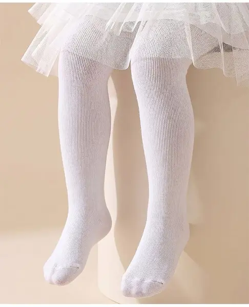 Cute Walk by Babyhug Antibacterial Footed Solid Wash Tights - White