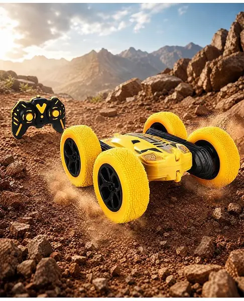 Babyhug Double Flip 360  Stunt Car with Lights - Yellow