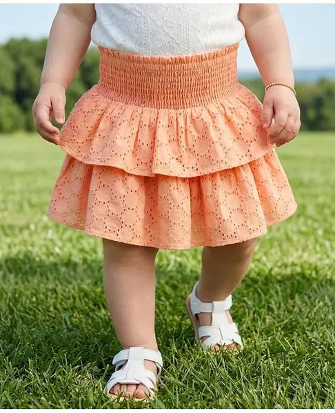 Babyoye Woven Schiffili Skirt - Pink