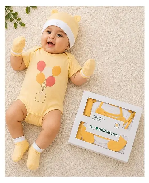 My Milestones Infant Essentials Gift Set SS Yellow - 8 Pieces