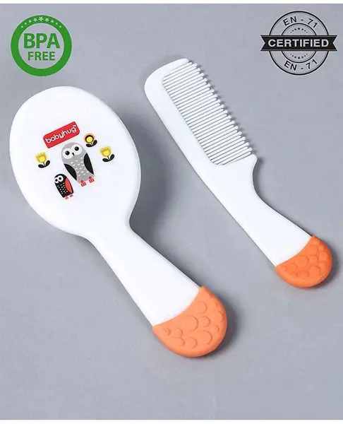 Babyhug Ergo Grip Hair Brush & Comb Grooming Set - Orange