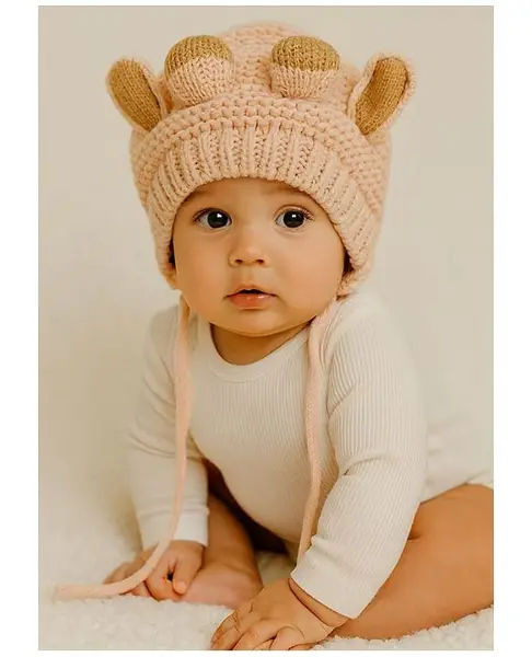 Tipy Tipy Tap Ear Applique Detailed Cap - Beige - Circumference 35 Cm