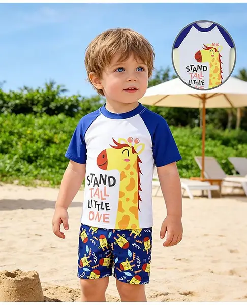 Mark & Mia Half Raglan Sleeves Animal Printed Two Piece Swimsuit - Blue