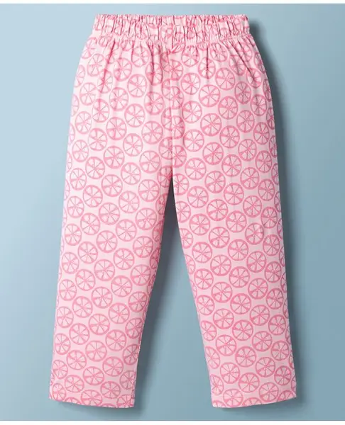 Tango Single Jersey Knit Floral Printed Three Fourth Leggings - Pink