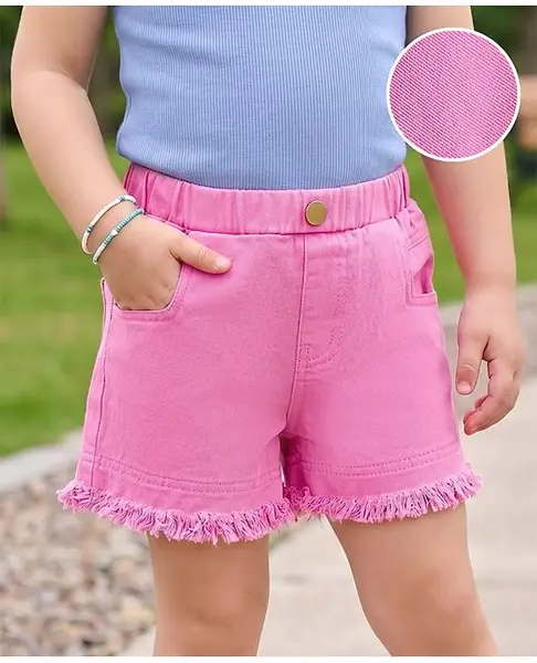Mark & Mia Cotton Shorts with Frill Detailing - Dark Pink