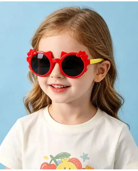 Babyhug Solid Coloured Sunglasses With Bow Design - Red