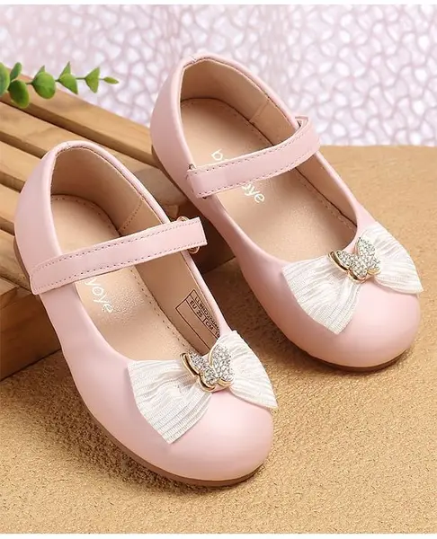 Babyoye Velcro Closure Ballerina With Butterfly Applique - Pink