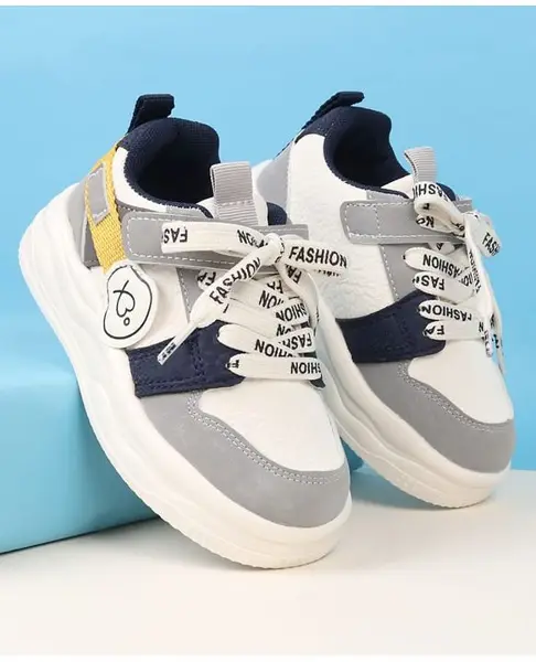 Babyoye Velcro Closure Casual Shoes with Fashion Print - Navy Blue