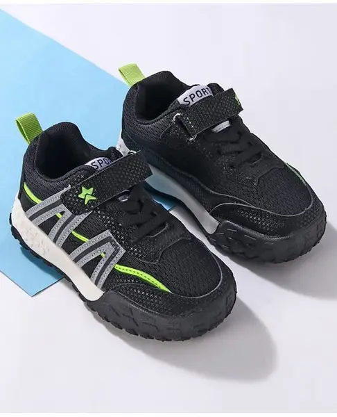 Cute Walk by Babyhug Velcro Closure Solid Sneaker Shoes - Black