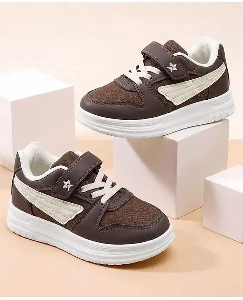 Cute Walk by Babyhug Velcro Closure Solid Sneaker Shoes - Brown
