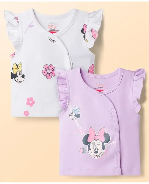 Babyhug Disney Frill Sleeves Jhablas With Minnie Mouse Graphics Pack of 2 - Multicolor