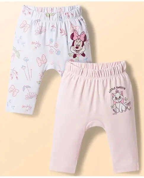 Babyhug Disney 100% Cotton Knit Full Length Diaper Leggings With Disney Characters Graphics Pack Of 2 - Multi Color