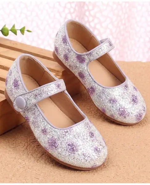 Babyoye Velcro Closure Ballerina with Glitter Print - PUrple