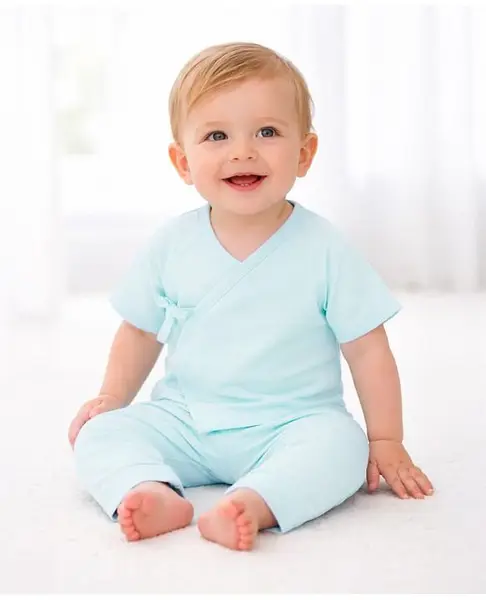 Mi Arcus Knit Half Sleeves Solid Tee & Pant Set - Green