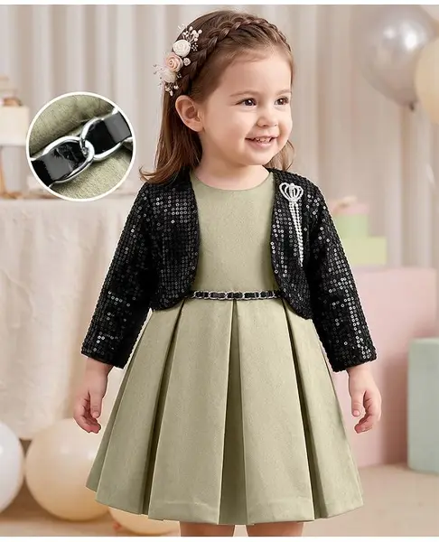 Bluebell Satin Woven Sleeveless Party Dress With Jacket - Light Green