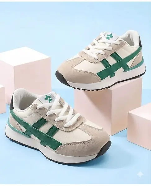 Cute Walk by Babyhug Lace Up Solid Sneaker Shoes - Green