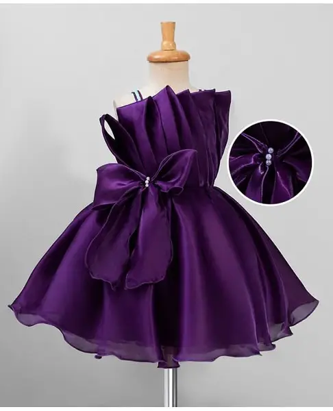 Mark & Mia Woven Sleeveless Solid Party Dress With Bow Applique - Wine