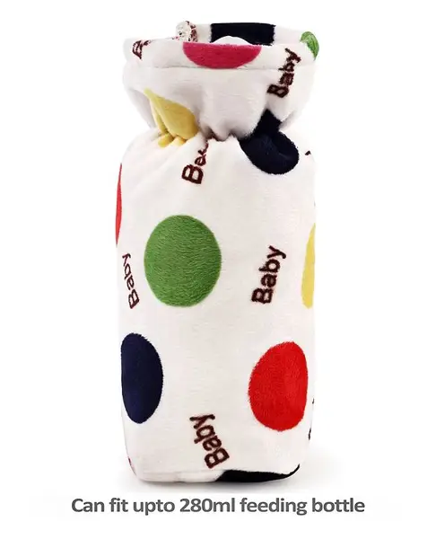 Babyhug Velour Feeding Bottle Cover Polka Print Large Multicolour - Fits Upto 330 ml Bottle