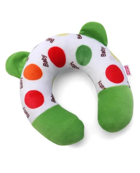 Babyhug Velour Neck Support Pillow Polka Dot Print - Green & White