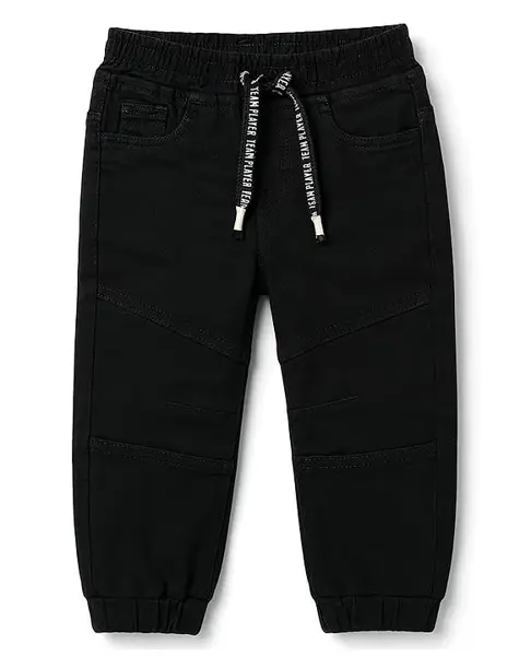 Babyhug Denim Full Length Washed Jeans With Stretch - Black