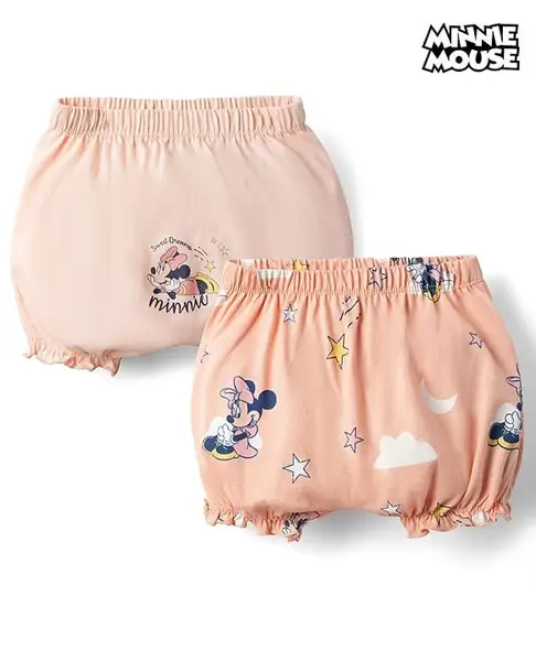 Babyhug Disney Interlock Knit Bloomers with Minnie Mouse Graphics Pack of 2 - Pink