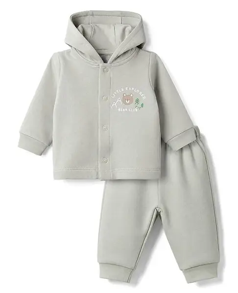 I Bears Fleece Knit Full Sleeves Winter Wear Suits with Bear Print - Lavender