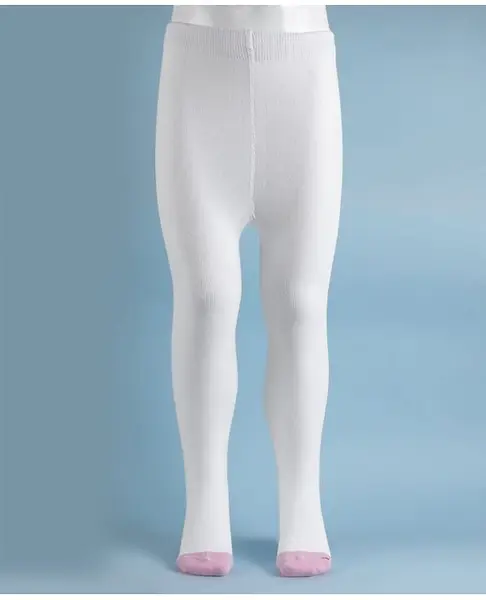 Cute Walk by Babyhug Cotton Knit Full Length Solid Anti-Bacterial Tights - White