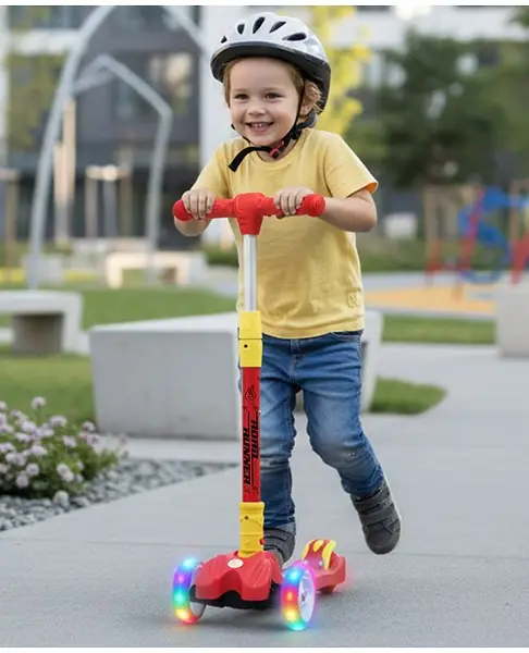 R for Rabbit Road Runner Scooter for Kids of 3+ Year Age  Kids Kick Scooter with 4 Level Height Adjustment  PU LED Wheels & Weight Capacity Upto 75 kg (Red)