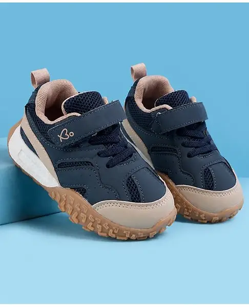 Babyoye Velcro Closure Solid Sneaker Shoes - Navy Blue